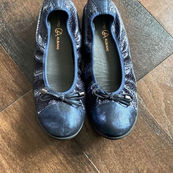 Giacomo Albiani ballet flats size shoes 8 womens navy blue leather comfort shoe - Picture 3 of 7